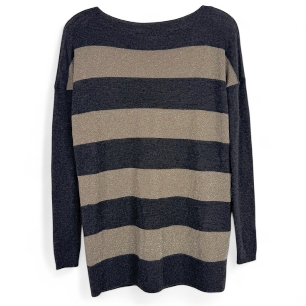 VINCE Metallic Stripe Cashmere Blend Sweater Size S Charcoal Gold